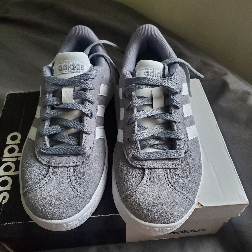 Brand new adidas kids grey suede lace up  sneakers size 12k